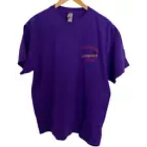 Women's Gildan This is my Lucky Cornhole Embroidery T-Shirt Size L Purple